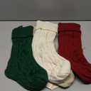 18 Inches Personalized Christmas Stockings: 4 Pack Ivory Red Green Khaki Knit Christmas Stockings Set with Name Tags Christmas Decor Neutral Xmas Decorations Holiday Farmhouse Indoor Home Decor