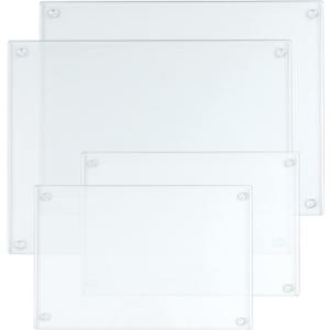 Hacaroa 4 Pack Tempered Glass Cutting Board with Rubber Feet, Rectangle Non-slip Chopping Board, Long Lasting Clear Glass Tray for Kitchen Countertop, Table, Shatter-Resistant, Heat-Resistant, 2 Size