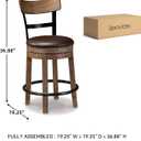 Signature Design by Ashley Pinnadel Bar Stool, Swivel Counter Height Stool Chair With Faux Leather Seat, Wood and Metal Frame for Kitchen Island With Seating, Light Brown