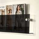 2-Pack Black Acrylic Magazine Holder Brochure Holder, 24 Inch Hanging Magazine Rack with Hardware, Floating Bookshelf Brochure Display Organizer for Home, Office, Reception Area