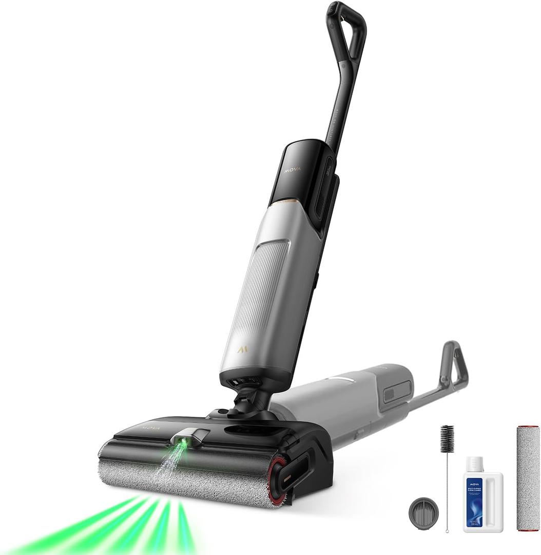 Mova X4 Pro Wet Dry Vacuum Cleaner, 20000Pa Cordless Vacuum Mop with Zero Tangle, Hot Water Mopping for Sticky Messes,194 Hot Air Self Drying, 180 Lie Flat, Push-in Charging Station, LED Display