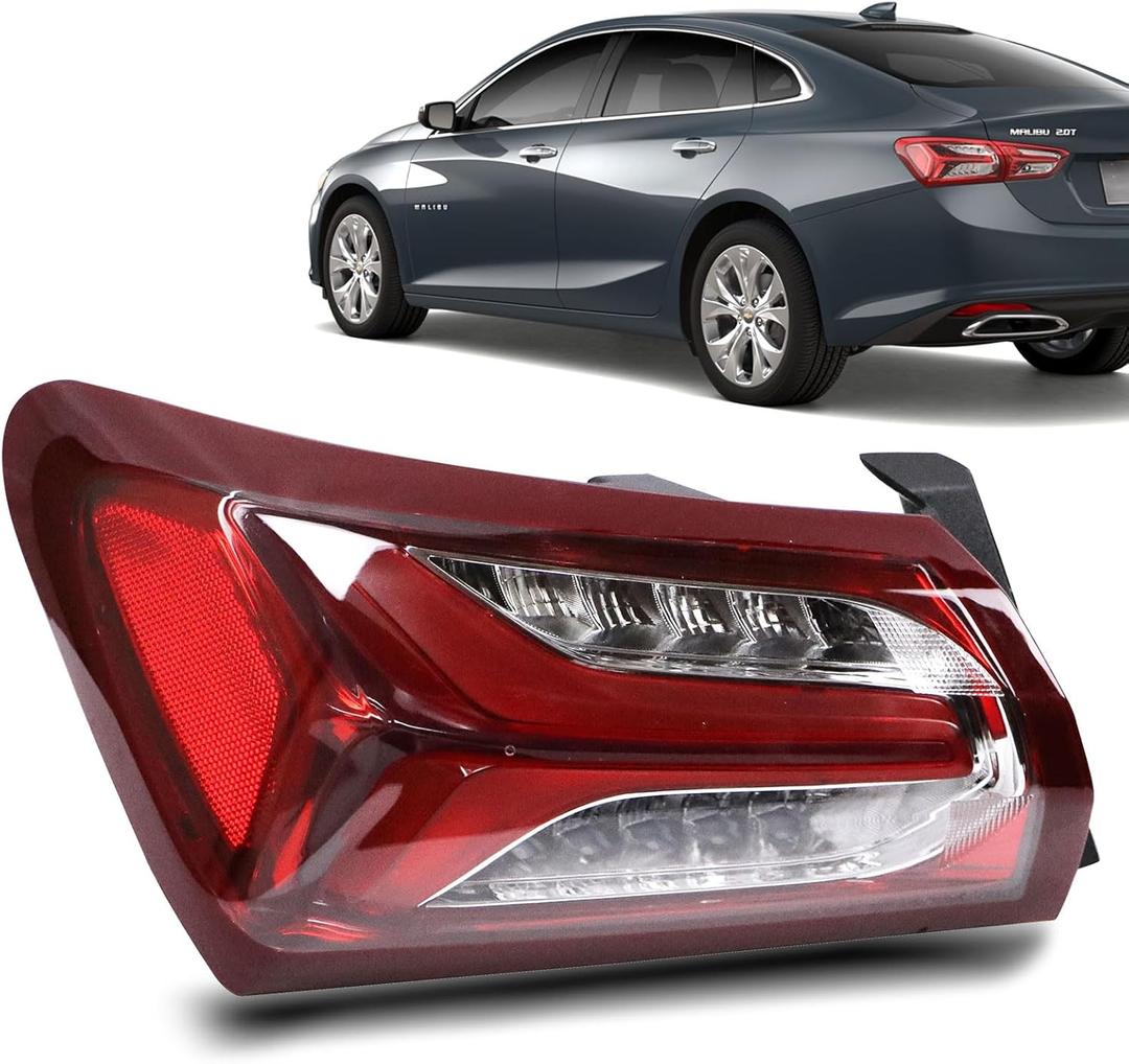 LED Tail Lights Compatible with Chevy Malibu 2019 2020 2021 2022 Outer Rear Taillight Assembly Brake Lamp Left Driver Side Replace 84595944 GM2804143