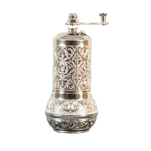 Turkish Coffee Grinder - Vintage-Style Manual Mill for Pepper, Salt, Coffee and Kitchen Decor Gift (Silver)