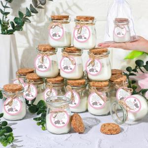 20 Pcs Elephant Baby Shower Favors Party Candle Lavender Scented Glass Mason Jar Wax Candle Bulk for Guests Girl Boy Gender Reveal Party Gifts(Pink)