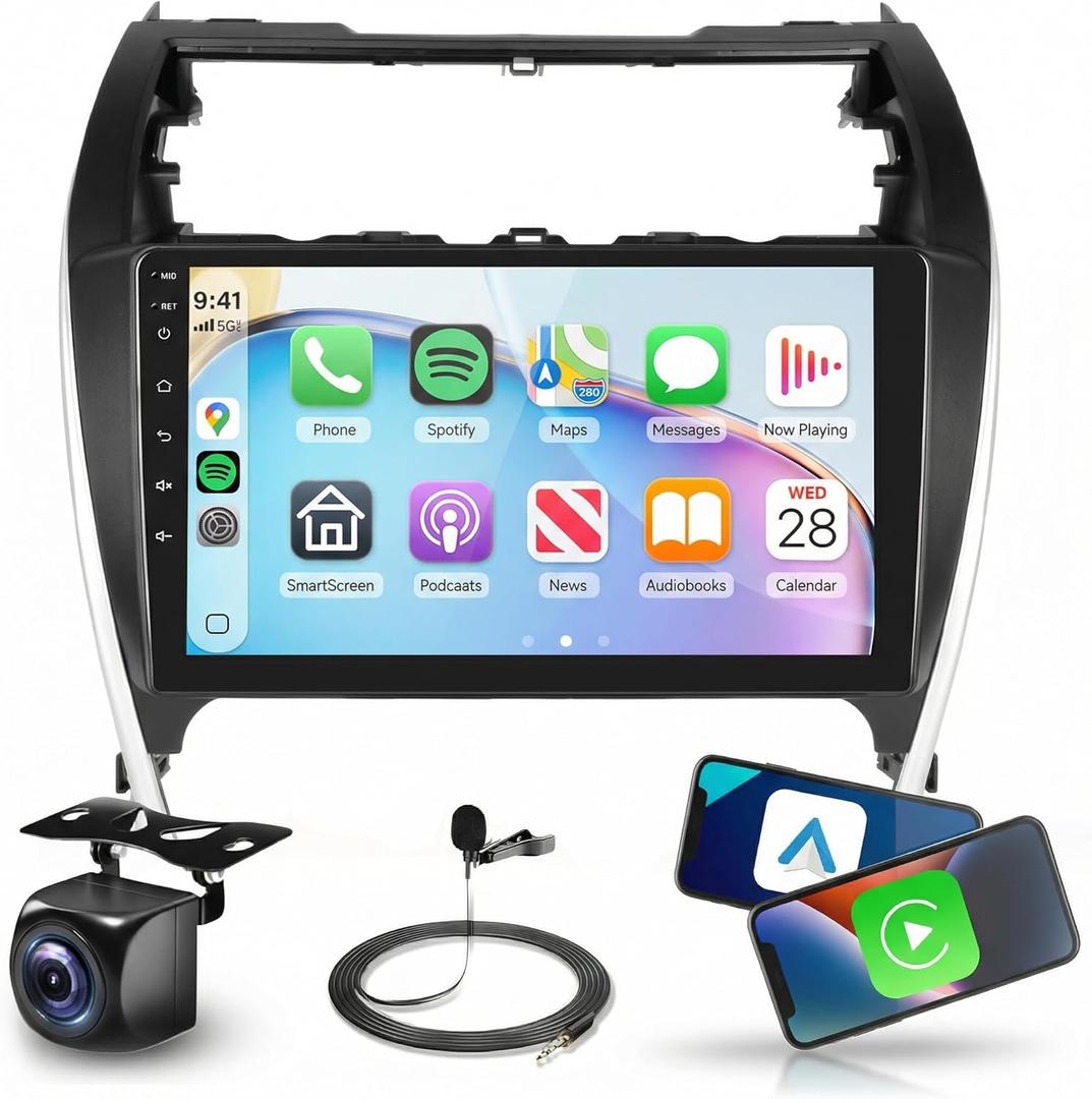 4Core 2G+64G Android Car Stereo for Toyota Camry 2012-2014 (No JBL), Wireless CarPlay Android Auto, 5G WiFi GPS, 10.1" 2.5D Touch Screen, Bluetooth FM RDS EQ SWC AHD Backup Camera