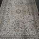 6x9 Area Rugs Living Room Rug: Washable Vintage Boho Rug No Slip Stain Resistant Soft Carpet Indoor Floor Floral Large Carpets for Bedroom Dining Room Farmhouse Nursery Home Office Beige