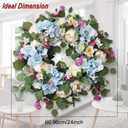 24 Inch Spring Wreaths for Front Door, Spring Wreath,Blue Hydrangea Wreath,Large Spring Summer Door Wreaths for Front Door Outside All Season Home Decor (Blue)