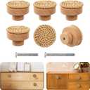 ANPHSIN Boho Rattan Cabinet Dresser Knobs- Durable Beech Wood Drawer Knobs, Decorative Handmade Wicker Woven Pulls Handles with 12 Screws for Home Furniture