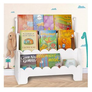 Kids Bookshelf Wooden 3-Tier, Scalloped Book Shelf for Kids Rooms, Front Facing Toddler Montessori Bookshelf, Baby Nursery Book Shelves Kids Classroom Bookshelf Bookcase (White)