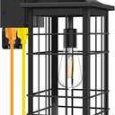 18inch Large Size Motion Sensor Porch Light with GFCI Outlets, Dusk to Dawn Black Outdoor Wall Light Fixture, 3 Modes Exterior Lighting Fixture Waterproof Outside Wall Lantern Sconce for House, 1-Pack