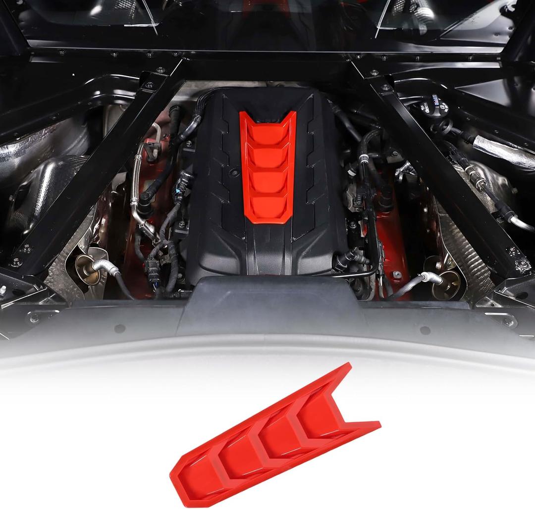 Engine Shroud Cover Panel Trim Cover Compatible with Chevrolet Corvette C8 2020-2026, ABS Engine Compartment Panel Protection Decoration Trim Accessories (Red)