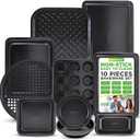 NutriChef 10-Piece Non-Stick Baking Set  Heavy-Duty Carbon Steel Bakeware Set w/ Cookie Sheets, Muffin Pan, Roasting Pan, Cake Pan, Baking Tray, Pizza Pan  Effortless Food Release & Easy Cleanup (Black)