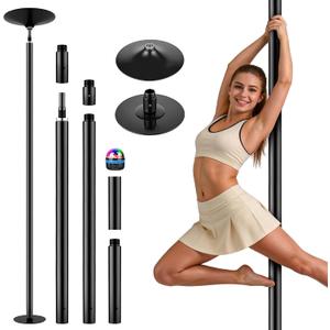 Home Dance Pole,Adjustable&Portable Dancing Pole,200KG Load Safe for Beginners,Static&Spin Modes,45mm Pro Grip,Tool-Free 10 Min Setup,Adjusts 88-108",Includes Free LED Mood Light&Floor Guard