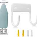 BiJun Ironing Board Hanger Wall Mount, Ironing Board Hanger with 5 Inch Length, Iron Board Holder Wall Mount for Laundry Rooms (White)