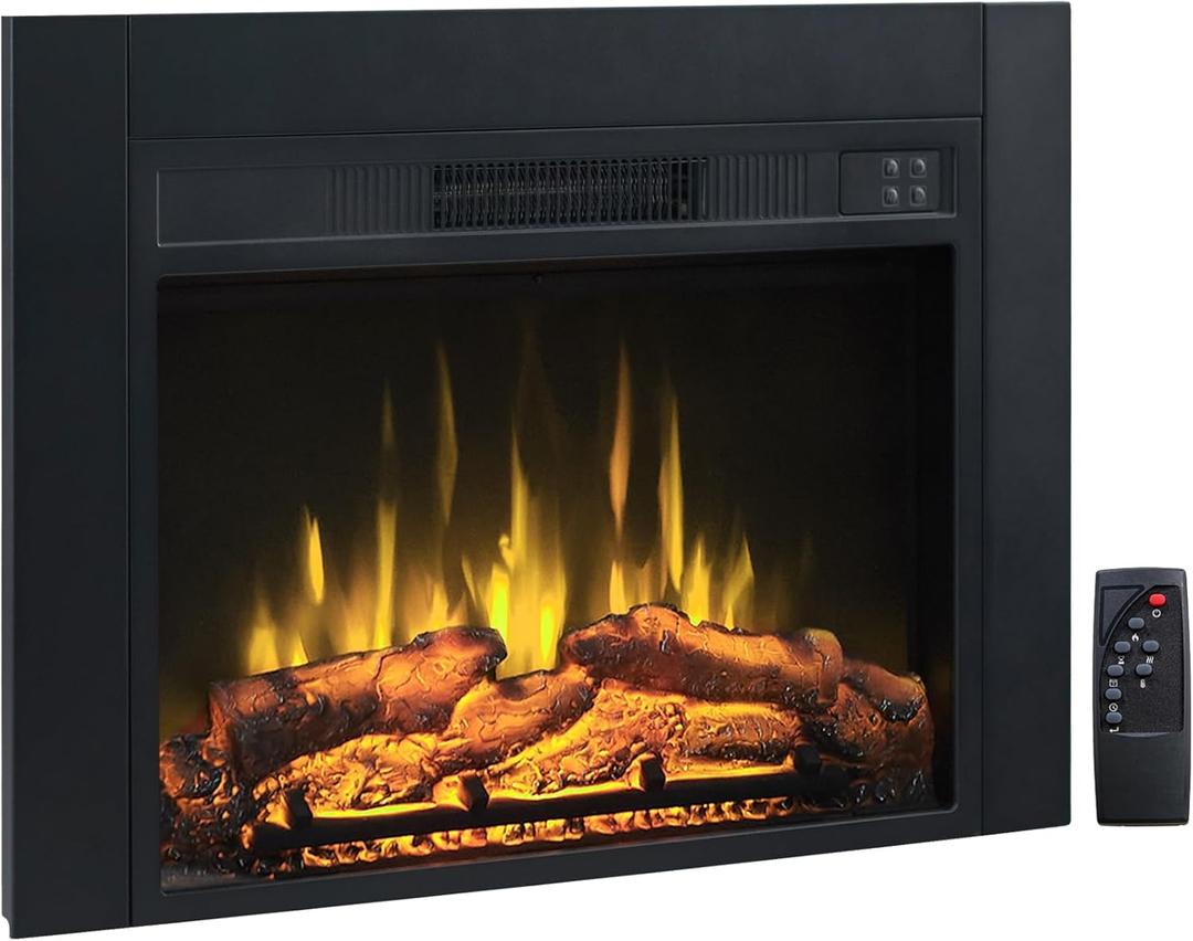 Efiretric Adam Electric Fireplace Insert with Front Trim Kit, 23" W x 17" H (EF447) with Front Trim Kit, 1500W Heater, Remote Control and Timer