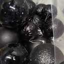Christmas Ball Ornaments - 30pcs Shatterproof Christmas Ornaments Set Plastic Hanging Christmas Decorations for Xmas Tree Holiday Party Decor, 6 Styles in 4 Sizes (Black)