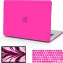 B BELK Compatible with MacBook Air 13.6 inch Case M5 2026 2025 2024 2023 2022 M4 M3 M2 A3449 A3240 A3113 A2681 Liquid Retina Display, Plastic Hard Shell Case+Keyboard Cover+Screen Protector, Hot Pink