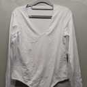 American Trends Women's Fringe Trim V Neck Long Sleeve Bodysuit Top Body Suit Concert Cowgirl Disco Outfits Leotard Jumpsuit, White, L