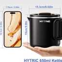 HYTRIC Travel Electric Kettle, 650ML Foldable Small Electric Kettle, Stainless Steel Portable Kettle with Dual Power Control, Collapsible Small Kettle Electric, Auto Shutoff & Boil Dry Protection