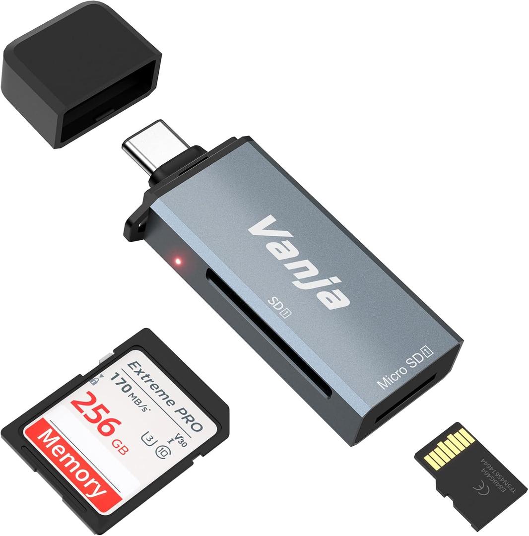 Vanja High-Speed USB C to Micro SD Card Reader, Aluminum with Dual Slots | Compatible with iPhone 15 Series, MacBook Pro/Air 2023, iPad Pro, S23, and More