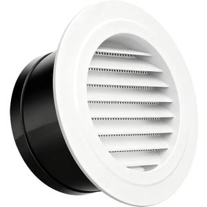6 Inch Round Air Vent, Uibkor ABS Soffit Vent Exhaust Vent with Built-in Screen Mesh, White Louver Grille Cover, Dryer Vent Soffit for Home Bathroom Office Kitchen Ventilation, Opening Size 5.66 Inch