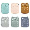 ALVABABY Baby Cloth Diaper 6 Pack with 12 Inserts One Size Cloth Diaper Covers Adjustable Washable Reusable for Baby Girls and Boys (Colors 108)