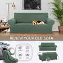 KEKUOU Stretch Loveseat Sofa Cover Slipcover,Couch Covers for 2 Cushion Couch Sofa (55"-78") Furniture Protector Sofa with Elastic Bottom for Kid,Dog. Jacquard Small Checked (Medium,Greyish Green)