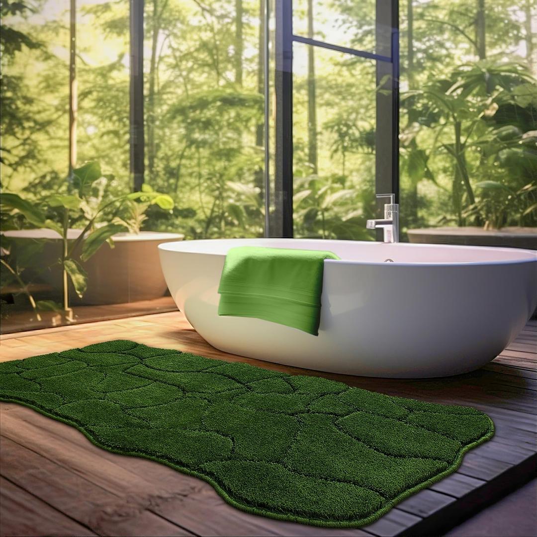 BSICPRO Large Bathroom Rugs Runner, 22x47 Inches Long Bath Mats for Bath Non Slip, Soft Absorbent and Quick Dry Microfiber Bath Rugs for Bathroom, Machine Washable (Forest Green)