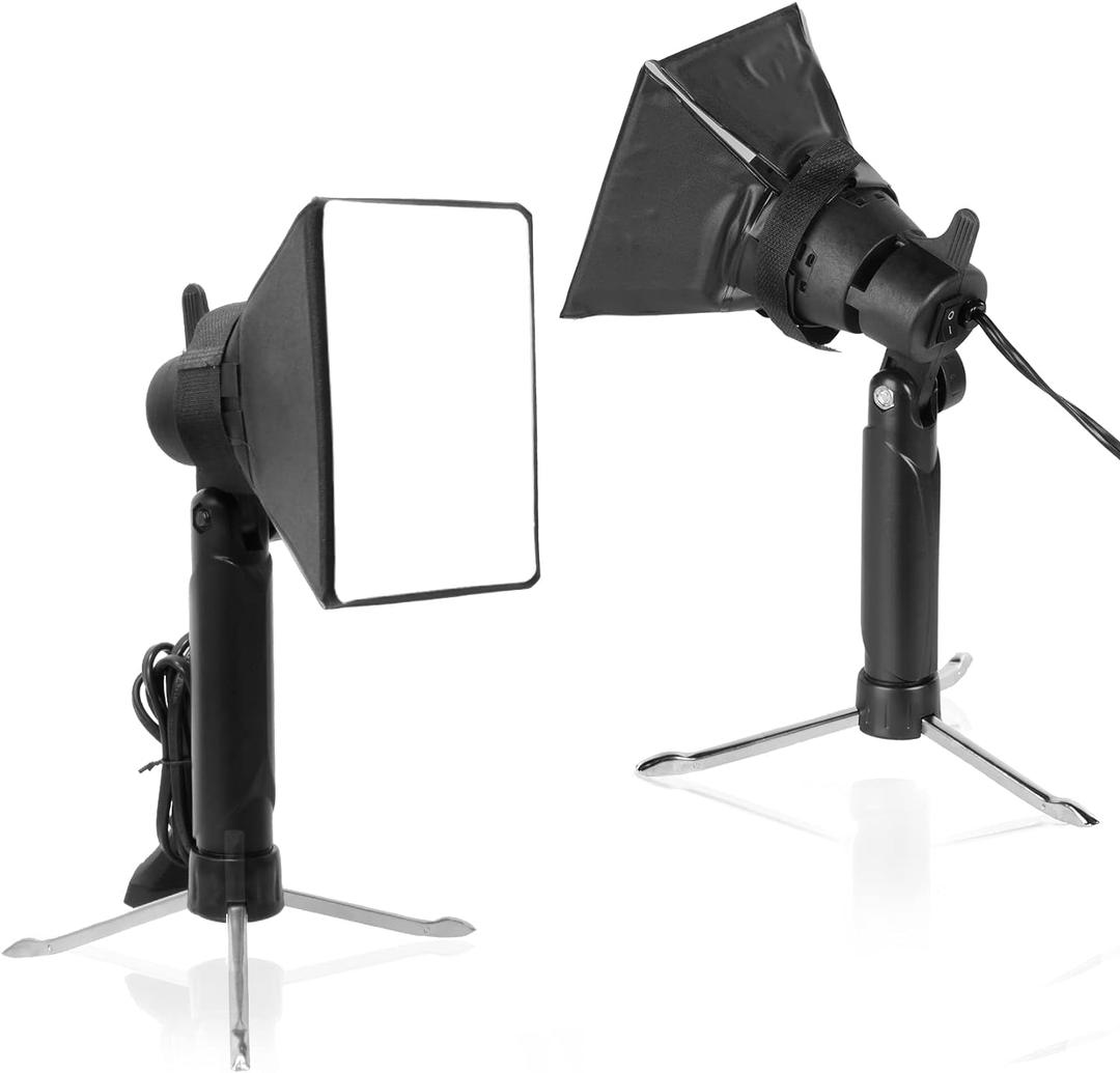 Meking Mini Softbox Photography Lighting Kit, 2700K Tabletop Led Lamp Continuous Warm Lighting System for Small Product Photo Video Studio Shooting, 2 Pieces