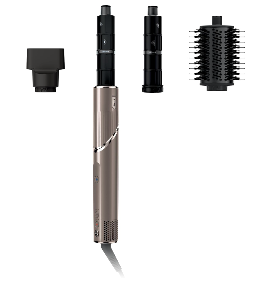 Shark FlexStyle Air Styling & Drying System, Powerful Hair Blow Dryer & Multi-Styler with Auto-Wrap Curlers, Curl-Defining Diffuser, Oval Brush, & Concentrator Attachment, Stone, HD435