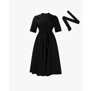 Women's  Shirt Dress: A-line Swing Plus Size Suit tie Dress M