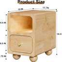 11.7” Small Narrow Nightstand, Solid Wood Nightstand with Drawers, Natural Mid Century Modern Nightstand, Small Beside Table with Open Storage Shelf for Bedroom, 11.7*15*18.5 Inch