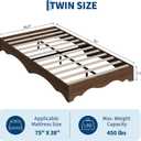 Garvee Twin Wood Platform Bed Frame, Wood Bed Frame Without Headboard, Wave Edge Bed with Sturdy Slat Support, Noise-Free Design, No Box Spring Needed, Easy Assembly | Wave Edge Bed with Sturdy Slat Support, Noise-Free Design, No Box Spring Needed, Easy Assembly