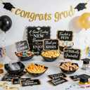 Meanplan 34 Pcs 2026 Graduation Candy Bar Party Decoration Graduation Candy Bar Party Supplies Buffet Plastic Bowls Spoons Congrats Grad Banner Buffet Sign Snack Labels for High School College, Black