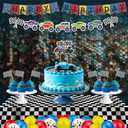 2 x Monster Truck Birthday Decorations - Cake Topper, Banner, Backdrop, Latex Balloons, Foil Balloons, Table Cover, Sticker Set,149Pcs Set, Monster Truck Party Decorations (Red and Blue)