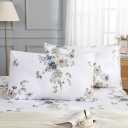 King Size Pillowcases Set of 2, 100% Cotton Pillow Cases, Vintage Garden Floral Print, Soft Breathable Envelope Closure Pillow Covers(King, 20"x36")