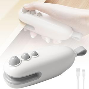 Mini Bag Sealer, 2025 Upgraded 2 in 1 Sealer with Cutter and Magnet, USB Rechargeable Chip Bag Heat Seal, Portable Handheld Resealer Machine for Plastic Bags Snack Bags Food Storage (1, White)