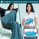 PAVILIA Travel Blanket Airplane Compact with Bag, Soft Packable Plane Blanket Kids Adults, Portable Camping Flight Essentials, Travelers Gifts Accessories, Luggage Backpack Strap, 65x40 Teal Blue