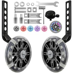 HAWENS Bike Training Wheels Mute Flash Wheels with Adjustable Bicycle Stabilizer Mounted Kit Compatible for 12 14 16 18 20 inch Single Speed Bike