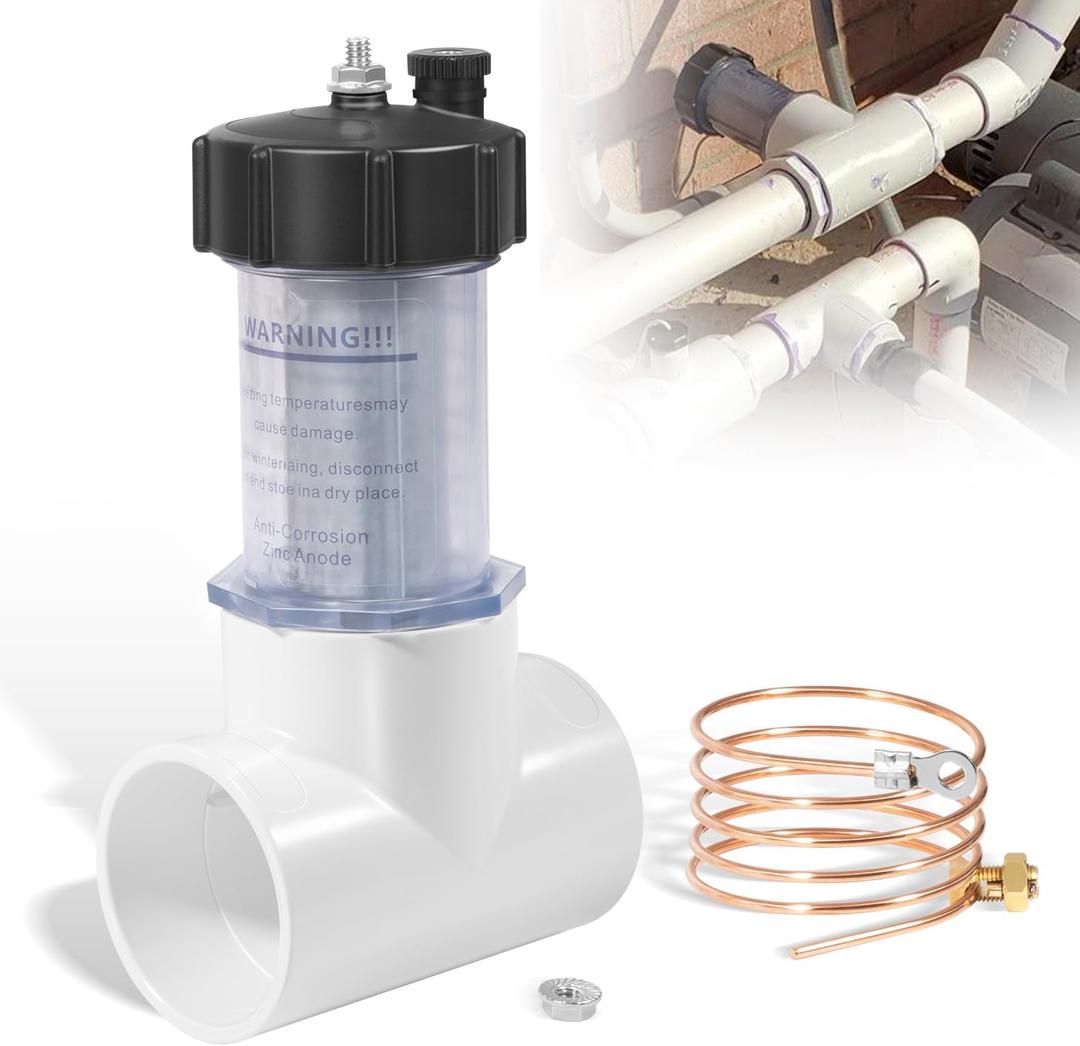 104-D Replacement 2'' Pool Inline Zinc Anode with Copper Wire, Sacrificial Anode for Saltwater Pool