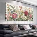 arteWOODS Botanical Canvas Wall Art - Flowers Pictures Wall Decor Wildflowers Plants Painting Artwork Red Beige Blooming Floral Prints for Living Room Bedroom Office Home Decor Ready to Hang 40 x 20in