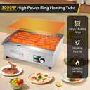 Dyna-Living Commercial Electric Griddle 22'' Flat Top Grill Countertop 3000W Stainless Steel Electric Griddle Nonstick Commercial Flat Top Griddle Countertop Grills, 122°F-572°F Temp Adjustable