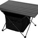 YSSOA Portable Folding Aluminum Alloy Camping Table with High-Capacity Storage and Carry Bag, Small Size, for Camping, Traveling, Hiking, Fishing, Beach, BBQ, Black