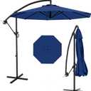 10FT Cantilever Patio Umbrella with Cross Base, Outdoor Offset Market Umbrella with Infinite Tilt and Crank Lift, Outside Umbrellas for Backyard Lawn Garden and Pool (Navy Blue)