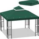 Sumfaller 10x10 FT Gazebo Replacement Canopy Top Double Tiered Canopy Top for Outdoor BBQ Roof Cover Grill Shelter (Green)