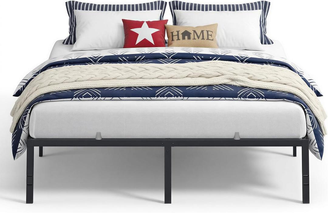 VASAGLE King Metal Bed Frame, 18 Inches Tall, 1100 lb Weight Capacity