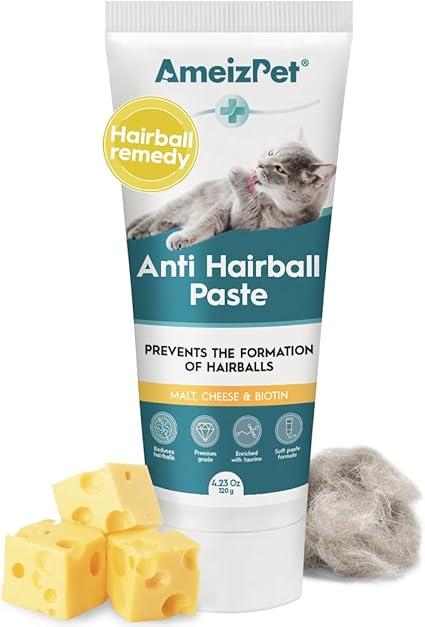 2 x AmeizPet Hairball Remedy for Cats, Anti-Hairball Paste for Pet Fur, Treatment for Long & Short Fur Cats, 4.23 Oz (120g), BB 10/24/2027