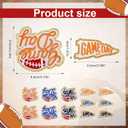 12pcs Game Day Patches, 2 Styles Polyester Thread Gold Edges Sports Iron On Patches Creative Embroidery Appliques for DIY Clothes Hats Pants Backpacks (3 Colors)