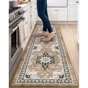 DEXI Kitchen Floor Mats Cushioned Anti Fatigue Runner Rug 24x87 Brown, 87"L x 24"W x 0.4"Th