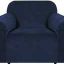 H.VERSAILTEX Stretch Velvet Armchair Cover Couch Covers 1 Cushion Chair Slipcover for Living Room Furniture Cover Crafted from Thick Comfy Rich Velour (Chair 31"-49", Navy)